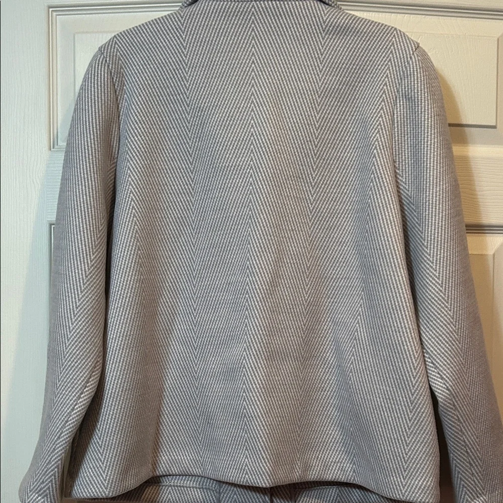 Joie XL Women's Gray/Cream Stripe Wool Waist Jacket
